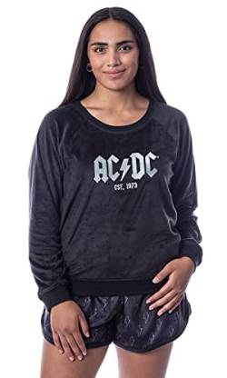 AC/DC Womens' Classic Logo Symbol Sweater and Shorts Sleep Pajama Set (M) Black von INTIMO