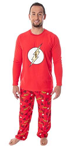 DC Comics Men's The Flash Superhero Fleece Long Sleeve Raglan Shirt and Pant 2 Piece Adult Pajama Set (XL) von INTIMO