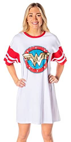 DC Comics Women's Wonder Woman Classic Logo Nightgown Pajama Shirt Dress (Large) White von INTIMO