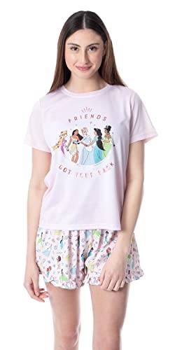 Disney Damen Prinzessinnen Charakter Friends Schlaf-Pyjama-Set, kurz, Pink, XL von INTIMO