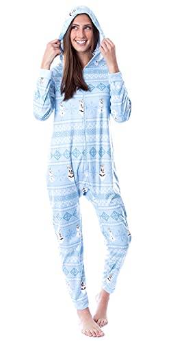 Disney Womens' Frozen Olaf Sweater Sleep Pajama Jumpsuit Union Suit (XXL/XXXL) Blue von INTIMO