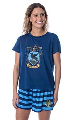 Harry Potter Damen Hogwarts Castle Shirt und Shorts Nachtw sche Pyjama Set - alle 4 H user erh ltlich, Ravenclaw, M von INTIMO