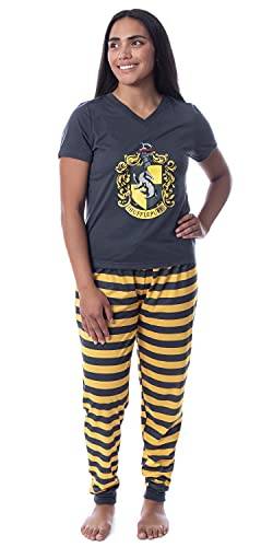 Harry Potter Damen Hogwarts House Crest Jogger Pyjama Set - alle Häuser, Hufflepuff, L von INTIMO