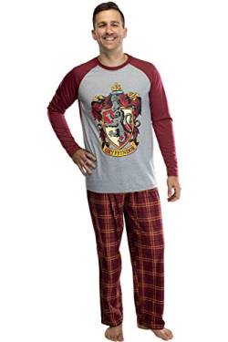 Harry Potter Men's Raglan Shirt and Plaid Pants Pajama Set - (Gryffindor, LG) von INTIMO