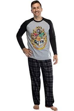 Harry Potter Men's Raglan Shirt and Plaid Pants Pajama Set - (Hogwarts, XL) von INTIMO