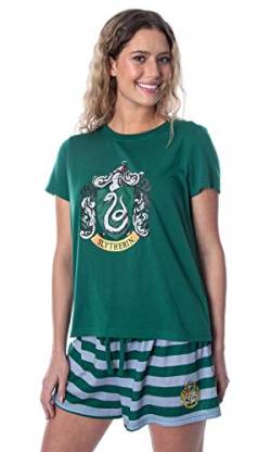 Harry Potter Women's Hogwarts Castle Slytherin Shirt and Shorts Sleepwear Pajama Set (Small) von INTIMO