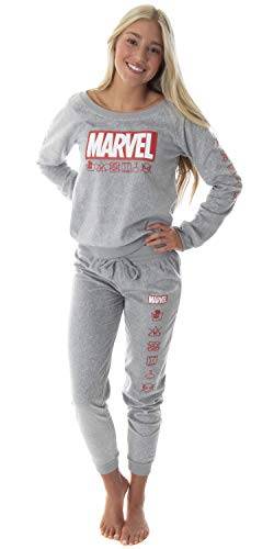 INTIMO Marvel Comics Damen Junioren Avengers Brick Logo Shirt und Joggerhose Pyjama Set (2XL) Heather Grey von INTIMO