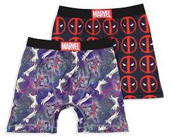 Marvel Mens' 2 Pack Deadpool Cat Symbol Underwear Briefs Boxershorts (Large) Black von INTIMO