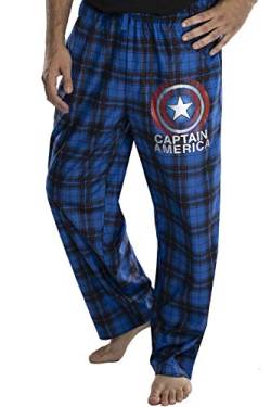 Marvel Mens' Captain America Shield Logo Plaid Pajama Lounge Pants (Large) Blue von INTIMO