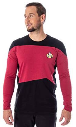 Star Trek Next Generation TNG Men's Picard Uniform Costume Embroidered Logo Long Sleeve Tee Shirt (SM) von INTIMO