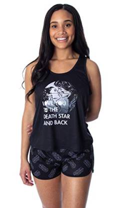 Star Wars Women's Love You To The Death Star Racerback Tank and Shorts Loungewear Pajama Set (Small) Black von INTIMO