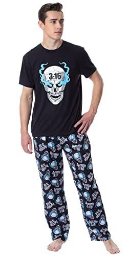 WWE Mens' Wrestling Stone Cold Steve Austin 3:16 Sleep Pajama Set (Medium) Black von INTIMO