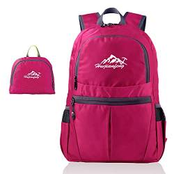 INTIRILIFE Faltbarer Rucksack Ultraleicht in Pink - 20 x 21 cm / 30.8 x 21.8 x 42 cm - Unisex Wanderrucksack Wasserdicht - 36L - Outdoor Daypack für Camping, Wandern, Reisen, Klettern, UVM. von INTIRILIFE