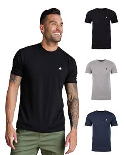 INTO THE AM Herren-T-Shirt – Kurzarm Rundhalsausschnitt weich tailliert T-Shirt S – 4XL Frisches klassisches T-Shirt, 3er-Pack schwarz, grau und marineblau, Mittel von INTO THE AM