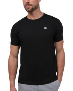 INTO THE AM Herren-T-Shirt – Kurzarm Rundhalsausschnitt weich tailliert T-Shirt S – 4XL Frisches klassisches T-Shirt, Basic - Schwarz, Mittel von INTO THE AM