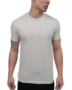 INTO THE AM Herren T-Shirt – Kurzarm Rundhalsausschnitt weich taillierte T-Shirts S – 4XL frische klassische T-Shirts, Essential – Elfenbein, Klein von INTO THE AM