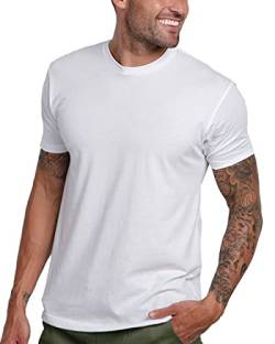 INTO THE AM Herren T-Shirt – Kurzarm Rundhalsausschnitt weich taillierte T-Shirts S – 4XL frische klassische T-Shirts, Essential – weiß, Klein von INTO THE AM