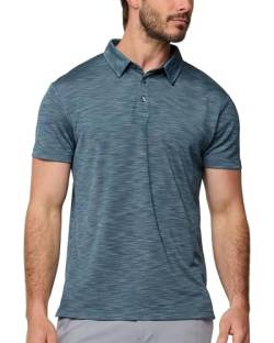 INTO THE AM Indigo Performance Dri Fit Poloshirts für Herren S-4XL – taktische, schnell trocknende athletische Sportkragen, Arbeitshemden, Ohne Markenlogo - Indigo, 3X-Groß von INTO THE AM