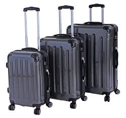 INVIDA 3 TLG.PC/ABS Glüückskind Kofferset Trolley Koffer Einzel oder im Set in 6 Farben (Anthrazit, Set) von INVIDA