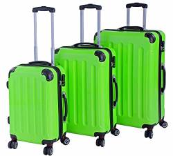 INVIDA 3 TLG.PC/ABS Glüückskind Kofferset Trolley Koffer Einzel oder im Set in 6 Farben (Apfelgrün, Set) von INVIDA
