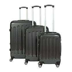 INVIDA 3 TLG.PC/ABS Glüückskind Kofferset Trolley Koffer Einzel oder im Set in 6 Farben (Carbon Optik, Set) von INVIDA
