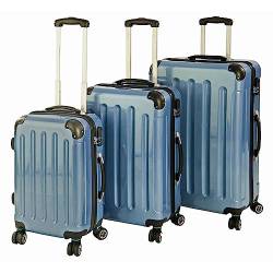 INVIDA 3 TLG.PC/ABS Glüückskind Kofferset Trolley Koffer Einzel oder im Set in 6 Farben (Eisblau, Set) von INVIDA