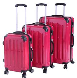INVIDA 3 TLG.PC/ABS Glüückskind Kofferset Trolley Koffer Einzel oder im Set in 6 Farben (Pink, Set) von INVIDA