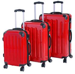 INVIDA 3 TLG.PC/ABS Glüückskind Kofferset Trolley Koffer Einzel oder im Set in 6 Farben (Rot, Set) von INVIDA