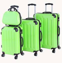 INVIDA 4 TLG. Glüückskind Kofferset Reisekoffer Handgepäck Trolley Koffer Set + Beautycase PC/ABS (Apfelgrün) von INVIDA