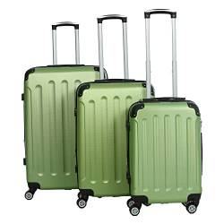 INVIDA Glüückskind Luxus Koffer Trolley Kofferset aus ABS in 6 Farben und Einzel oder im Set Frei Wählbar (Grün, 3.TLG Set) von INVIDA