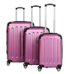 INVIDA Glüückskind Luxus Koffer Trolley Kofferset aus ABS in 6 Farben und Einzel oder im Set Frei Wählbar (Pink, 3.TLG Set) von INVIDA