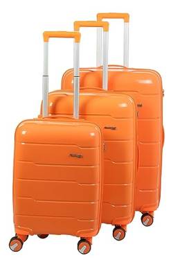 INVIDA Hochwertiges Glüückskind 3 teiliges Kofferset Trolley Koffer Set in 5 Farben aus Polypropylen mit 4 x Doppelrollen (Orange) von INVIDA