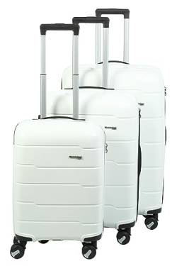 INVIDA Hochwertiges Glüückskind 3 teiliges Kofferset Trolley Koffer Set in 5 Farben aus Polypropylen mit 4 x Doppelrollen (Weiß) von INVIDA