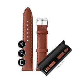 INVIS TOSCANA Uhrenarmband mit kontaktloser Zahlungsfunktion, Cognac: 22mm Stegbreite, Handgefertigt aus echtem Leder, NFC-Chip für sicheres Bezahlen, Kompatibel mit Smartwatch Damen & Herren von INVIS