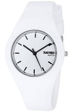 INWET Armbanduhr für Herren oder Damen, Weich Silikon Armband Unisex Uhren (Pink) (Weiß) von INWET