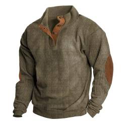 INXKED Mens Casual Henley Pullover Corduroy Polo Sweatshirt Thermal Long Sleeve Stand Collar Slim Fit Sweater (06,3XL) von INXKED