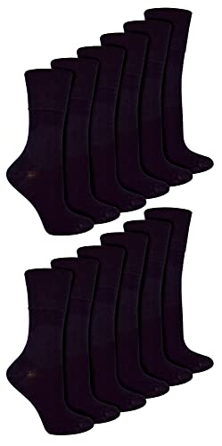 IOMI 12 Paar Damen Socken Ohne Gummibund und Nahtlos Atmungsaktiv Extra Breit Bambus Diabetikersocken für Geschwollene Beine (37-42, Schwarz) von IOMI