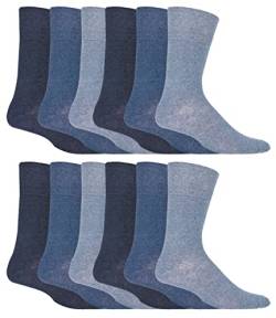IOMI 12er Pack Herren Diabetikersocken Ohne Gummi Extra Weit Socken Ohne Naht für Geschwollene Füße (46-50, Blau) von IOMI