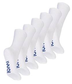 IOMI 6 Pairs Kinder Socken Ohne Gummibund Extra Breite Nahtlose Baumwolle Diabetikersocken für Geschwollene Füße (11-14 Jahre, Weiß) von IOMI