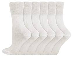 IOMI 6er Pack Damen Socken Ohne Gummibund Atmungsaktiv Extra Weit Bambus Diabetikersocken (37-42, Weiß) von IOMI