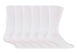 IOMI - 6er pack herren ohne gummi weitschaft baumwolle socken/diabetikersocken in 5 farben (IOMI Weiß) von IOMI