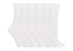 iomi footnurse – Meine Damen 6 Pack lose nicht elastische Diabetiker Socken mit handgekettelte Spitze Nähte 4–8 uk, Weiß von IOMI