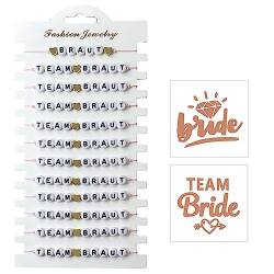 IOSPKKIO® Team-Braut-Armbänder,mit Tattoo-Aufkleber,Armband Set,1 Braut Armbänder & Tattoos &11 Brautjungfern Armbänder & Tattoos für Junggesellinnenabschiede, Hochzeiten & Mehr von IOSPKKIO