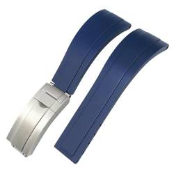 IOTUP 20 mm 21 mm Gummi-Silikon-Uhrenarmband passend für Rolex Submariner GMT OYSTERFLEX Daytona DEEPSEA wasserdichtes Armband (Farbe: Blau 1, Größe: 21 mm) von IOTUP