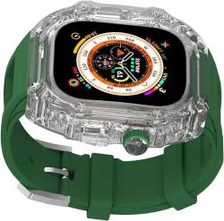 IOTUP 44 mm, 45 mm, 49 mm, kristalltransparentes Uhrengehäuse, Silikon-Uhrenarmband, für Apple Watch 8, 7, 6, 5, 4, SE-Serie, Damen-Sportarmband, Mod-Kit, Uhrenersatzzubehör, 44mm, Achat von IOTUP