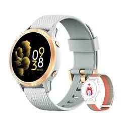 IOWODO Smartwatch IP68 Fitness Tracker Uhr Touchscreen Damen Uhren Watch für Android IOS, IP68 Aktivitätstracker mit Blut Sauerstoff Pulsmesser Schlafmonitor Sportuhr Musiksteuerung (Grau) von IOWODO