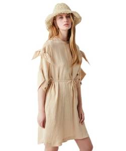 IPEKYOL Women's Textured Dress, Natural, 40 von IPEKYOL