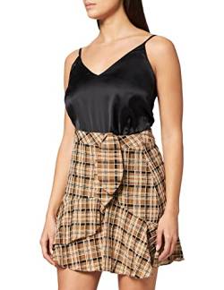 IPEKYOL Womens Belted Detail Plaid Pattern Skirt, Brown, 42 von IPEKYOL