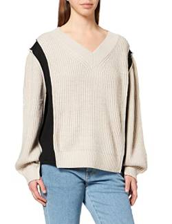 IPEKYOL Womens Colorblock Scuba Detailed Knitwear Sweater, Natural, Large von IPEKYOL