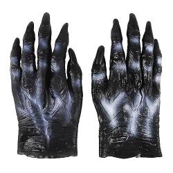 IPENNY 1 Paar Unisex Halloween Kostüm Tier Handschuhe Horror Skeleton Gloves Skull Handschuhe Haarige Hände Werwolf Klaue Requisiten Dämon Cosplay Golves Monster Ankleiden Party Zubehör von IPENNY